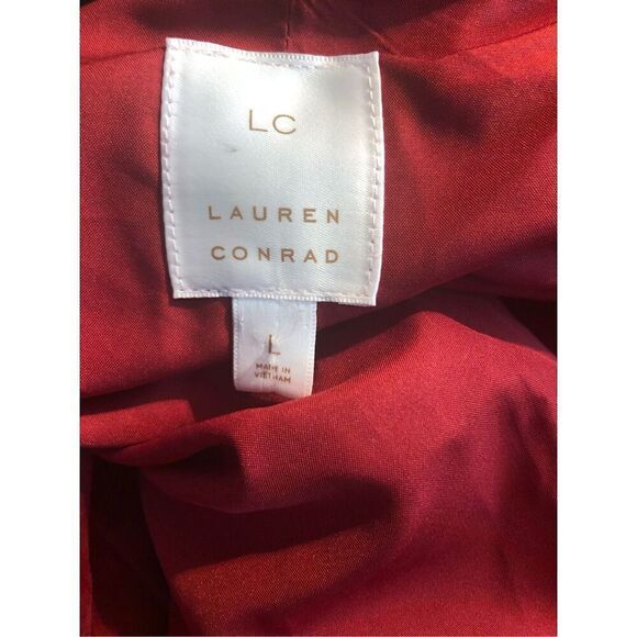 Christmas LC Lauren Conrad Double Breasted Notch Collar Red Velvet Holiday Blaze - Picture 14 of 16